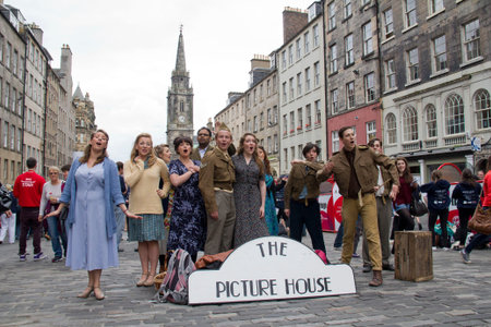 EDINBURGH  AUGUST 2  Cast of The Picture House musical of Play Pen Productions sing on the Royal...