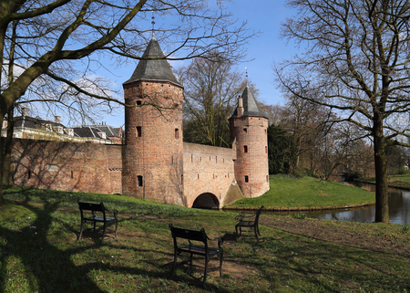 The Waterpoort or water gate or Monnikendam gate in Amersfoort, Hollandのeditorial素材
