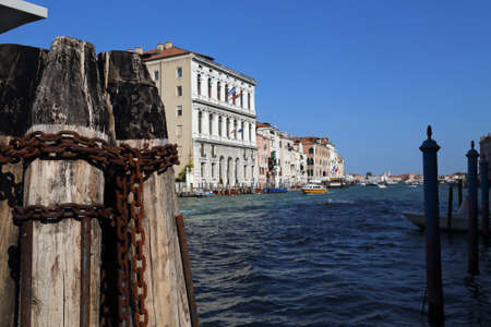 Venice, Italy - September 29, 2018: Boats on the Grand Canal in Venice, Italy on September 29, 2918のeditorial素材