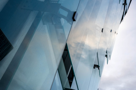 Side of a glass corporate buildingの写真素材