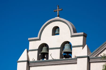 Photo of a spanish style mission bell towersの写真素材