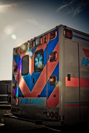 Ambulance with lens flareの写真素材
