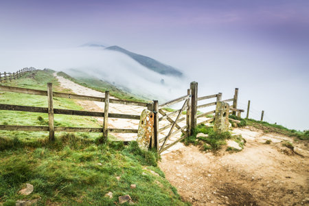 The Great Ridge fence in the Peak District, England