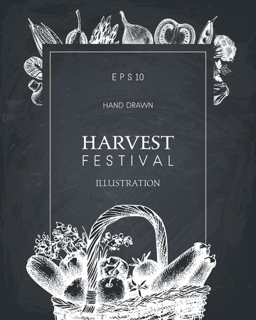 Vintage autumn template on chalkboardのイラスト素材