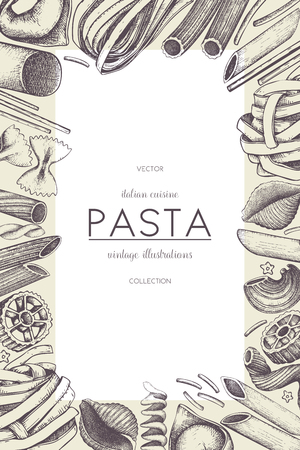 Vector menu template with Italian pasta.のイラスト素材
