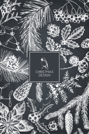 Vintage Christmas card designのイラスト素材