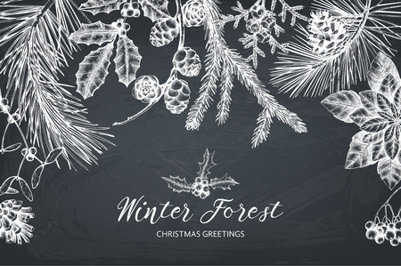 Vintage Christmas card designのイラスト素材