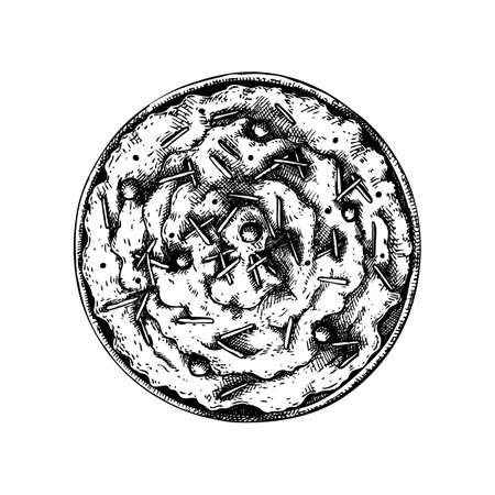 Hand drawn mashed potato illustration. Thanksgiving day family dinner menu element. Traditional potato recipe sketches. Great for packaging, label, icon, menu, recipe. Vintage food hand drawingのイラスト素材