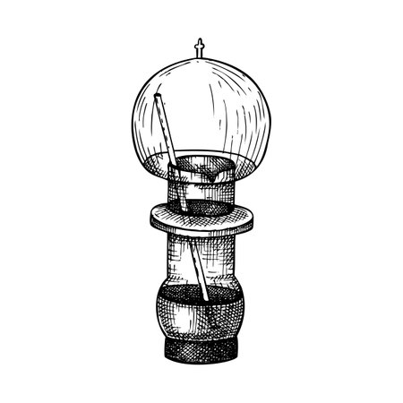 Hand sketched laboratory equipment illustration. Glassware hand drawing for alchemy, medicine, cosmetics or perfume. Alchemy lab tools. Glass bottle hand drawing.のイラスト素材