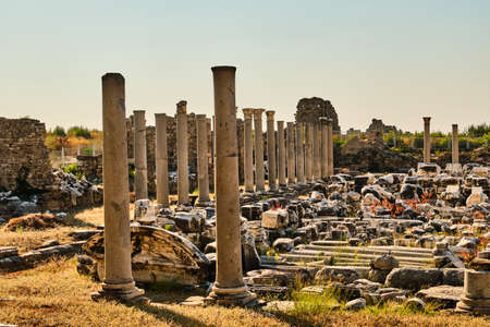 Ancient ruins of city in Side, Manavgat, Turkeyの写真素材