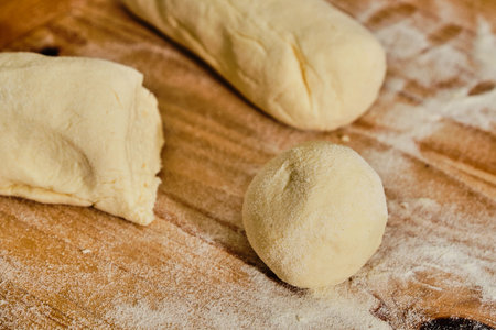 Curd (cream cheese) Ãº dough stuffed with plum preparing homemade sweet dumpling stuffed with...