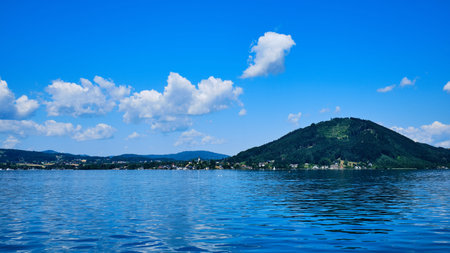View on the coast of Attersee lake in Austria
