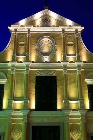 Sao Domingos, St  Dominic s Church in Macau at night の写真素材