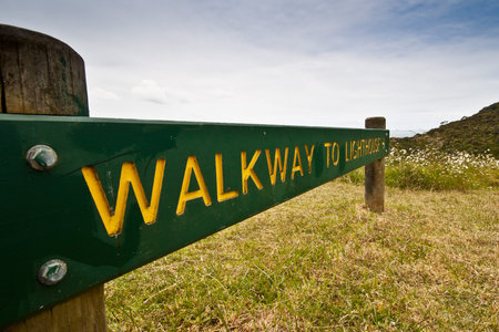 Walkway to the lighthouse on the top of the hill, Tutukaka, New Zealand