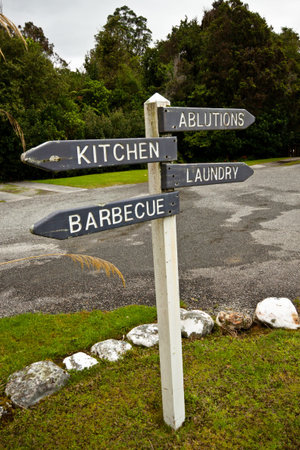Wooden campervan site sign post