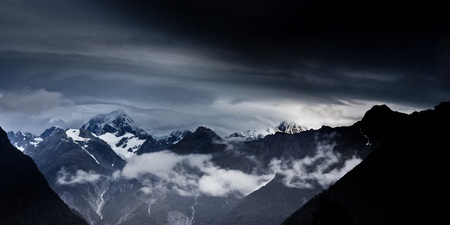 New Zealand Twilight. Mount Cook, Southern Alps, New Zealandの写真素材