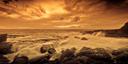 Dramatic colorful ocean sunset. Phi Phi island in Thailand.の写真素材