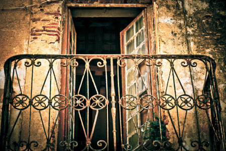 Old weathered rusty balcony 