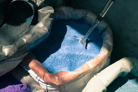 Bags of paint powder colors, Morocco.の写真素材