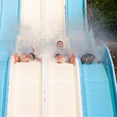 People water slide at aqua park.の写真素材