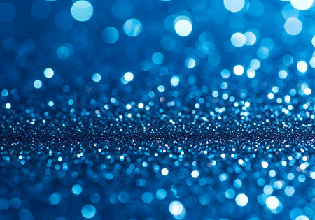 blue glitter christmas abstract background. blue bokeh lights.の素材