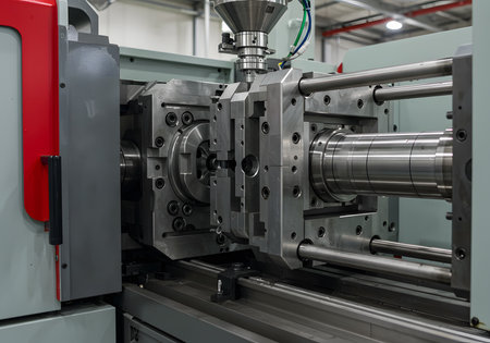 Metalworking CNC milling machine. Cutting metal modern processing technology.の素材