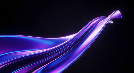 3d rendering of abstract background with blue and purple wavy linesの素材
