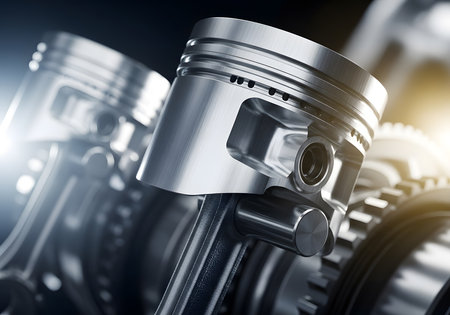 Piston and internal combustion engine. 3d rendering toned imageの素材