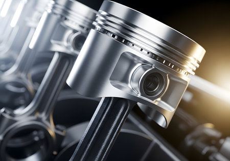 Piston of a modern car. 3d rendering toned imageの素材