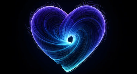 Abstract fractal heart on a black background. Computer generated graphics.の素材