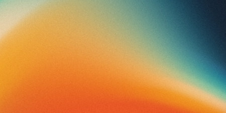 Vibrant orange and blue gradient isolated on grainy background