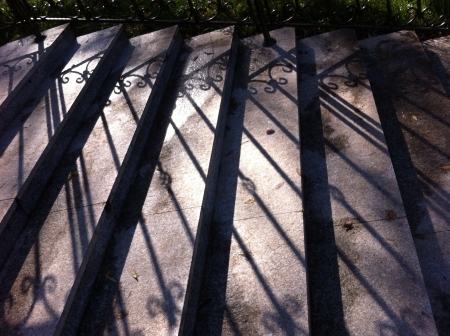 Shadows of hand railing on stairsの素材