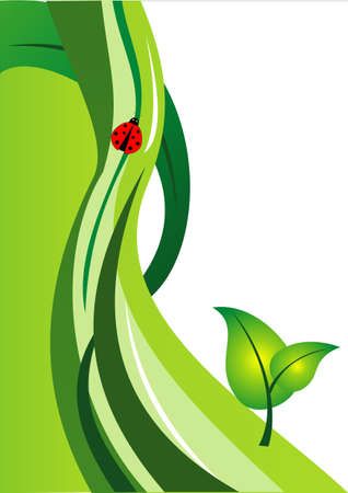 Green and white background with leavesのイラスト素材