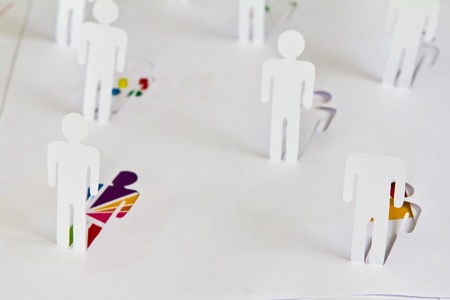 Social Network concept : close up of people cut out of paperの写真素材