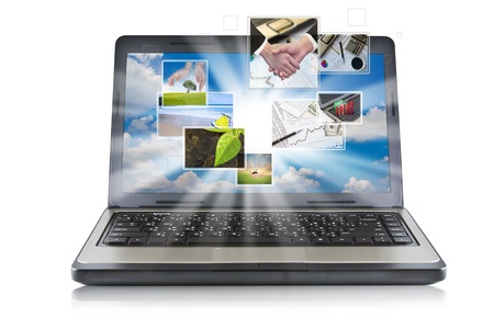 Laptop with picture stream outの写真素材