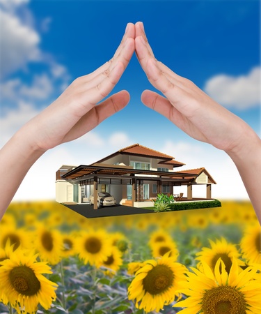 The house under handの写真素材