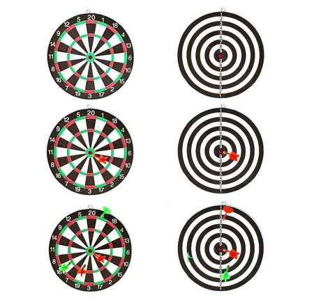 Collection of dartboards isolated on white background.の写真素材