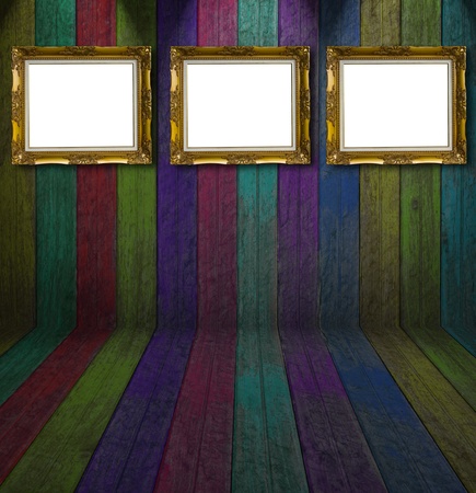 colorful wooden room with a frameの写真素材