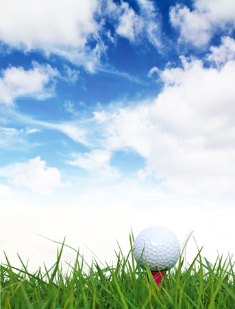 Golf ball on green grassの写真素材
