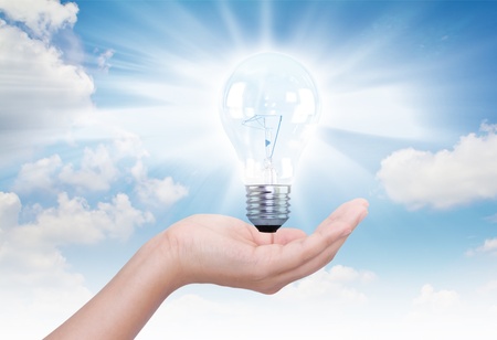 Light bulb in handの写真素材