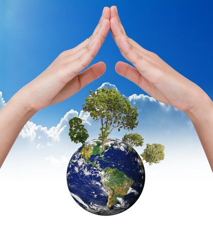 Eco concept : Earth in hands の写真素材