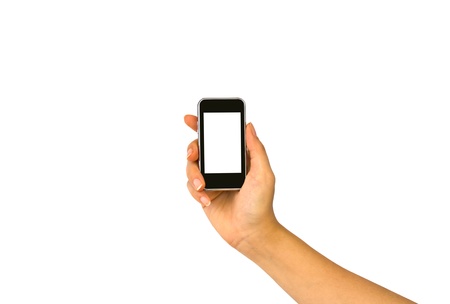 Business hand with mobile phoneの写真素材