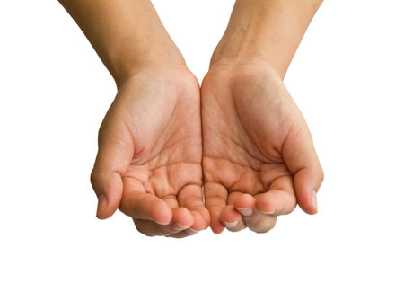 The open hands of a young woman