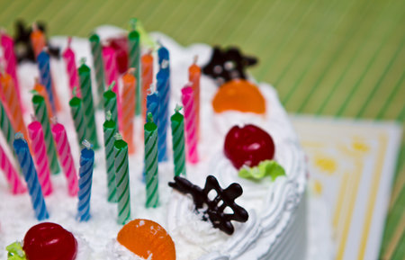 White Cream Cake with Fruits and Chocolate