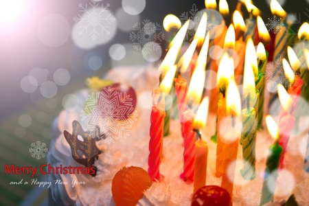 White Cream Cake with Fruits and Chocolateの写真素材