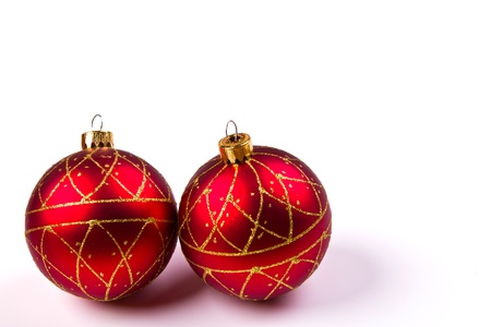 Red Christmas ball on white backgroundの写真素材