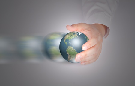 Business hand hold moving Earthの写真素材