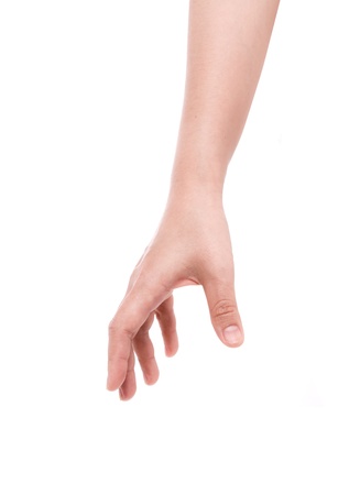 Woman hand on white backgroundの写真素材