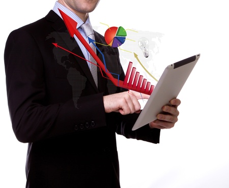 Business man using a touch screen deviceの写真素材