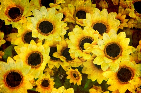 Grunge paper with yellow flowerの写真素材